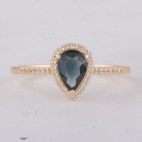 0.68 Ct Pear Sapphire 9K Gold Ring