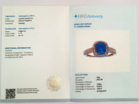 3.08 Ct Cushion Mixed Cut Natural Sapphire 14K Gold Ring
