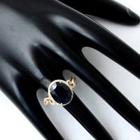 6.75 Ct Oval Mixed Cut Natural Corundum Sapphire 14K Gold Ring