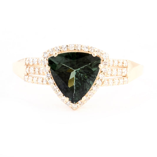 1.36 Ct Triangular Mixed Cut Natural Tourmaline 14K Gold Ring