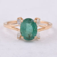 2.10 Ct Oval Natural Emerald 14K Gold Ring