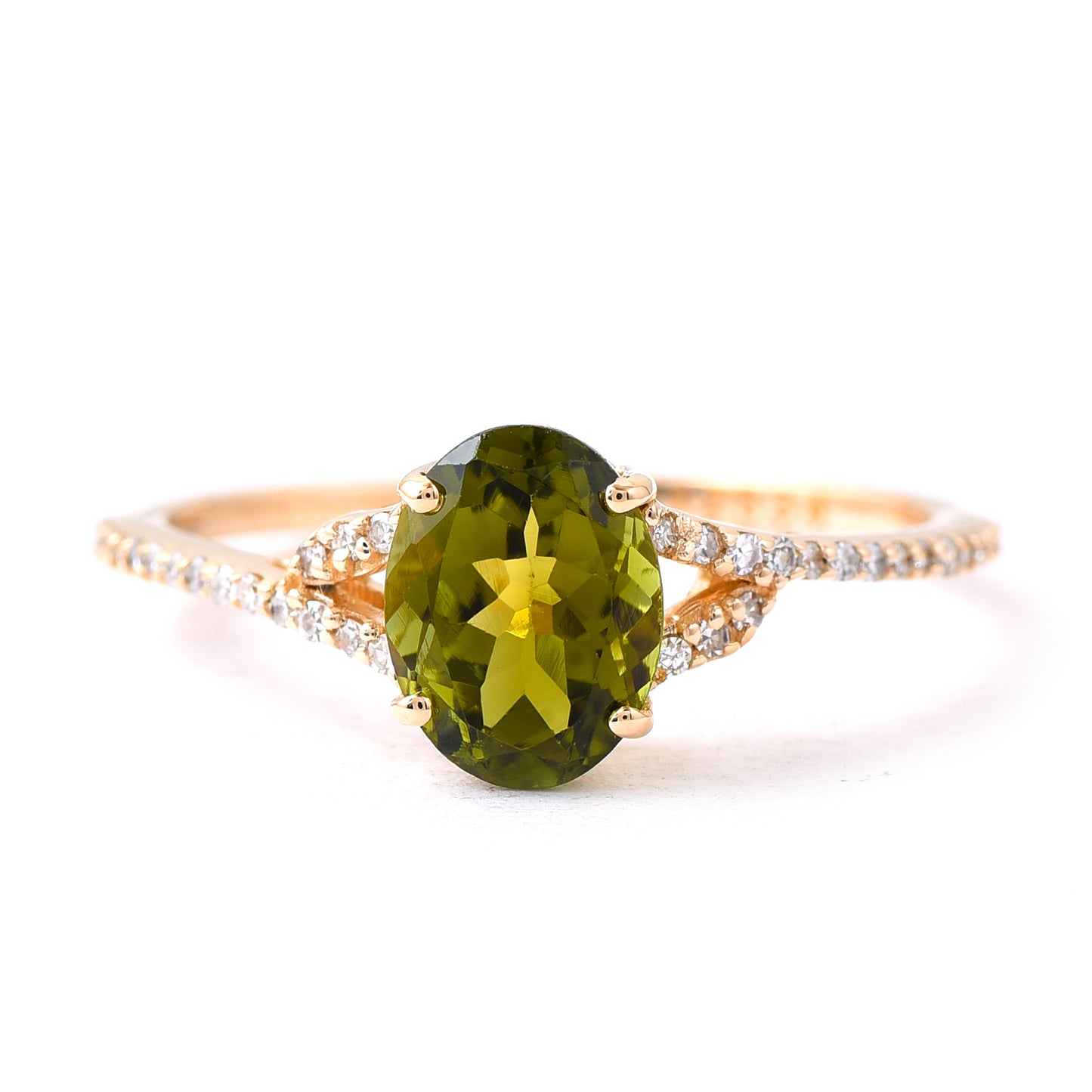 2.32 Ct Oval Mixed Cut Natural Tourmaline 14K Gold Ring