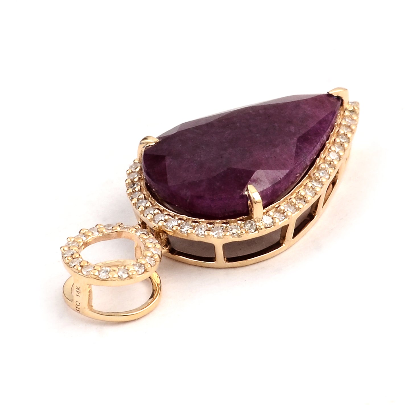 5.97 Ct Pear Mixed Cut Natural Corundum Ruby 14K Gold Pendant