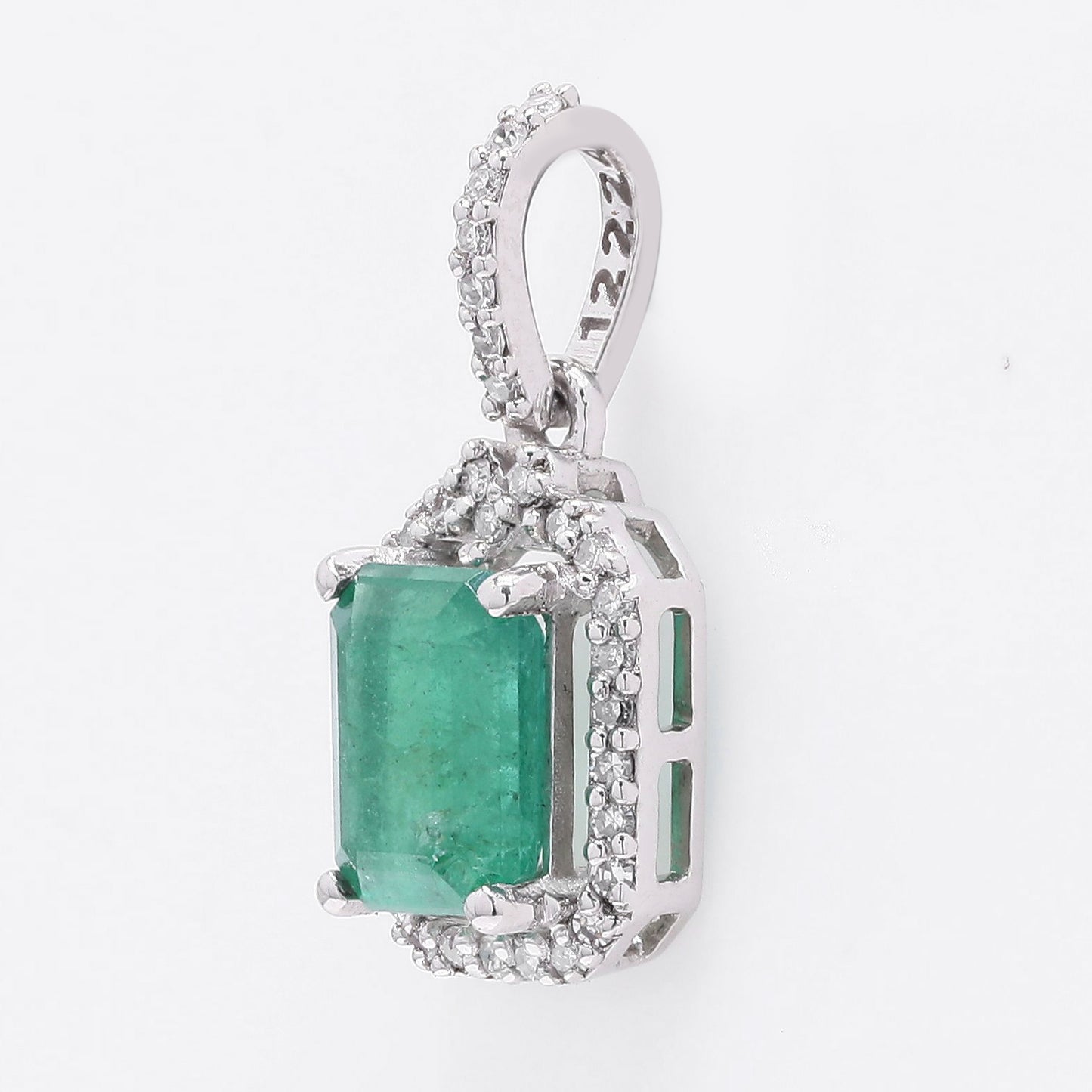 1.08 Ct Octagon Step Cut Natural Emerald 950 Platinum Pendant