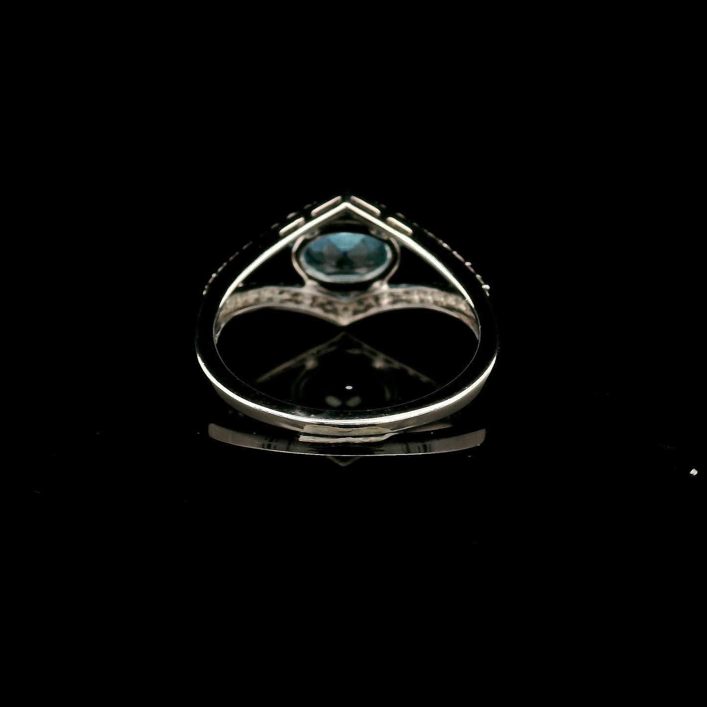 1.92 Ct Oval Blue Topaz, White Zircon 925 Sterling Silver Ring