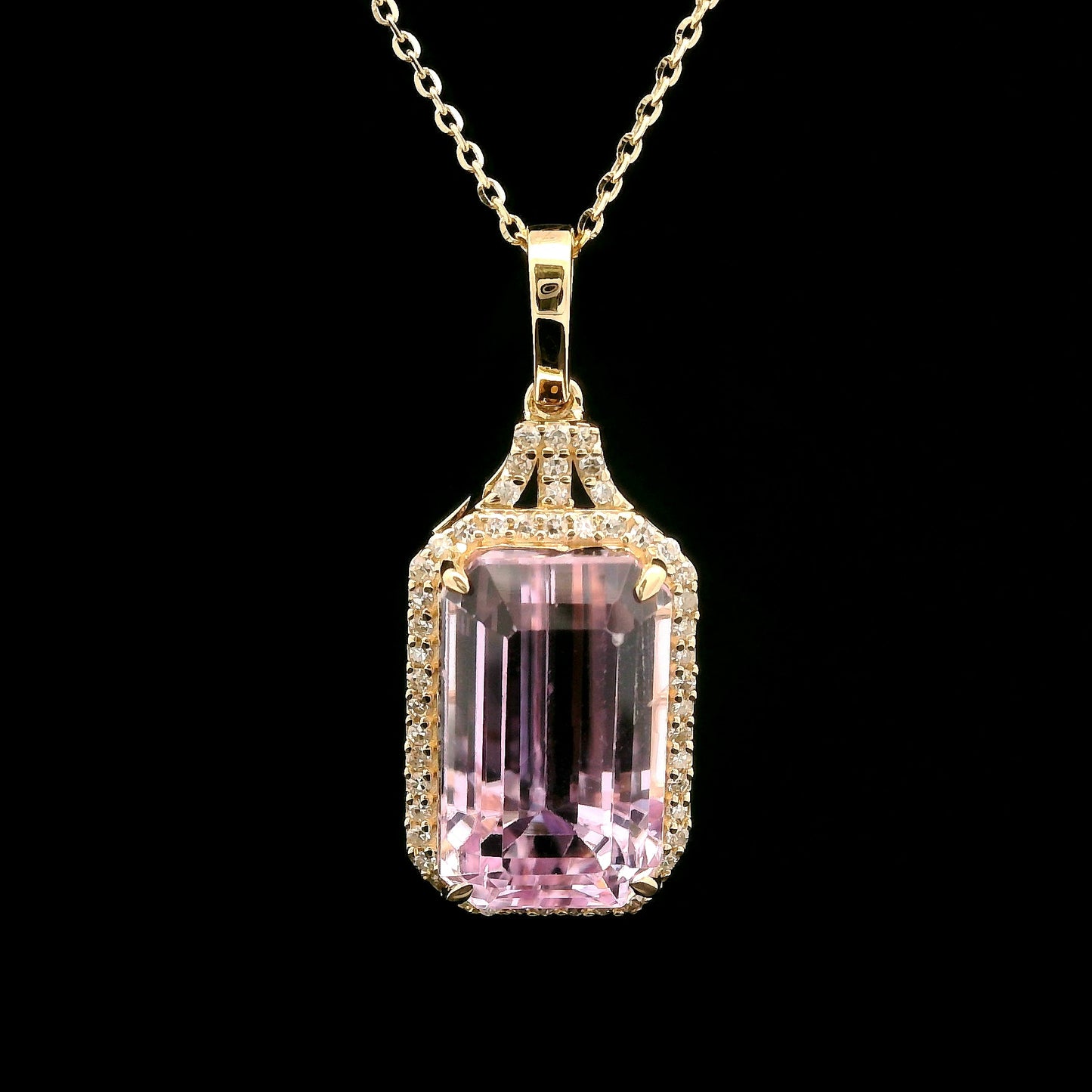 8.19 Ct Octagon Kunzite 14K Gold Pendant