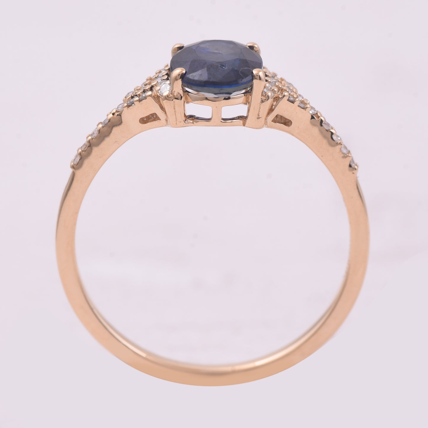 1.37 Ct Oval Mixed Cut Natural Sapphire 14K Gold Ring