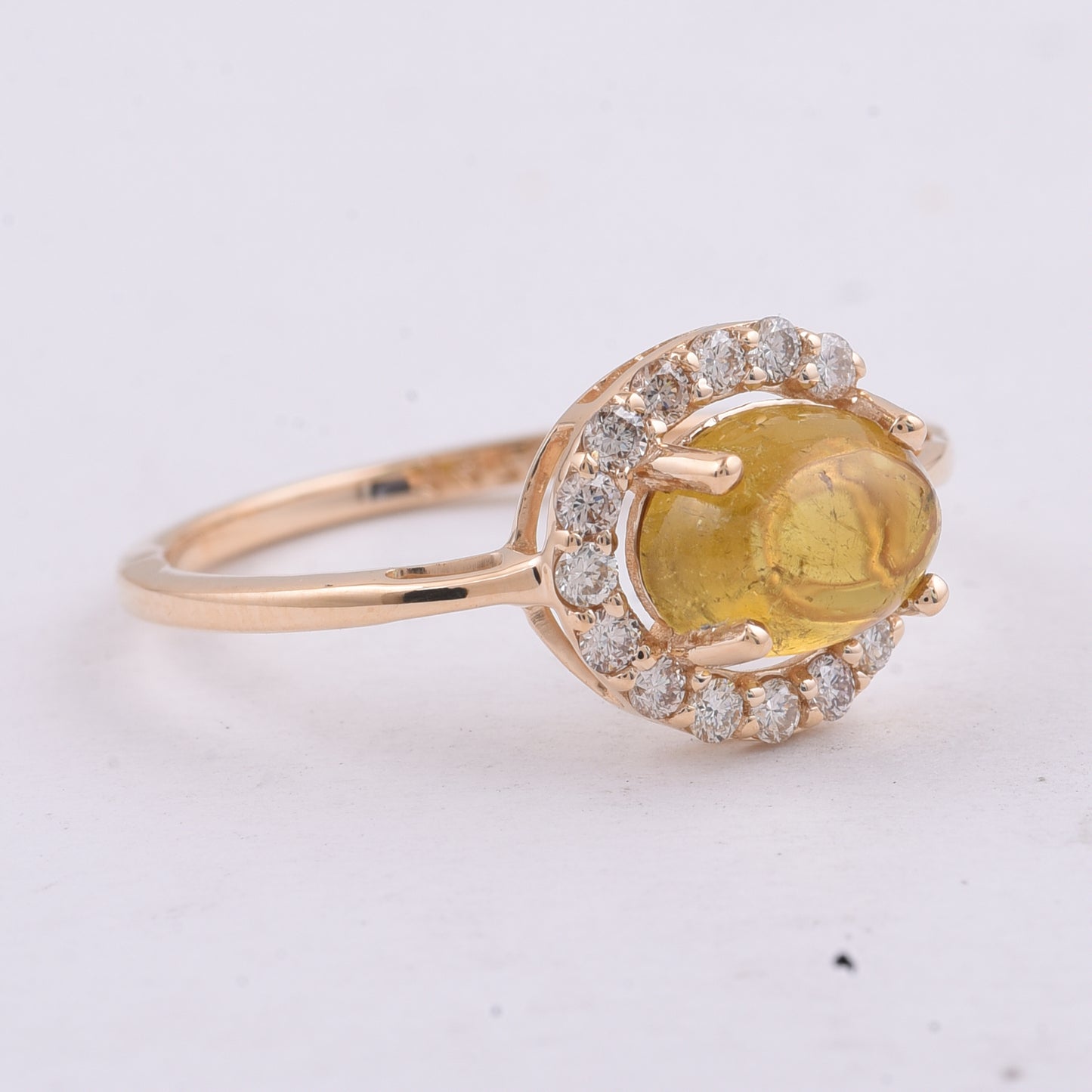 1.65 Ct Oval Cabochon Cut Natural Tourmaline 14K Gold Ring