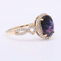 3.18 Ct Oval Mixed Cut Natural Bi-Coloured Sapphire 14K Gold Ring