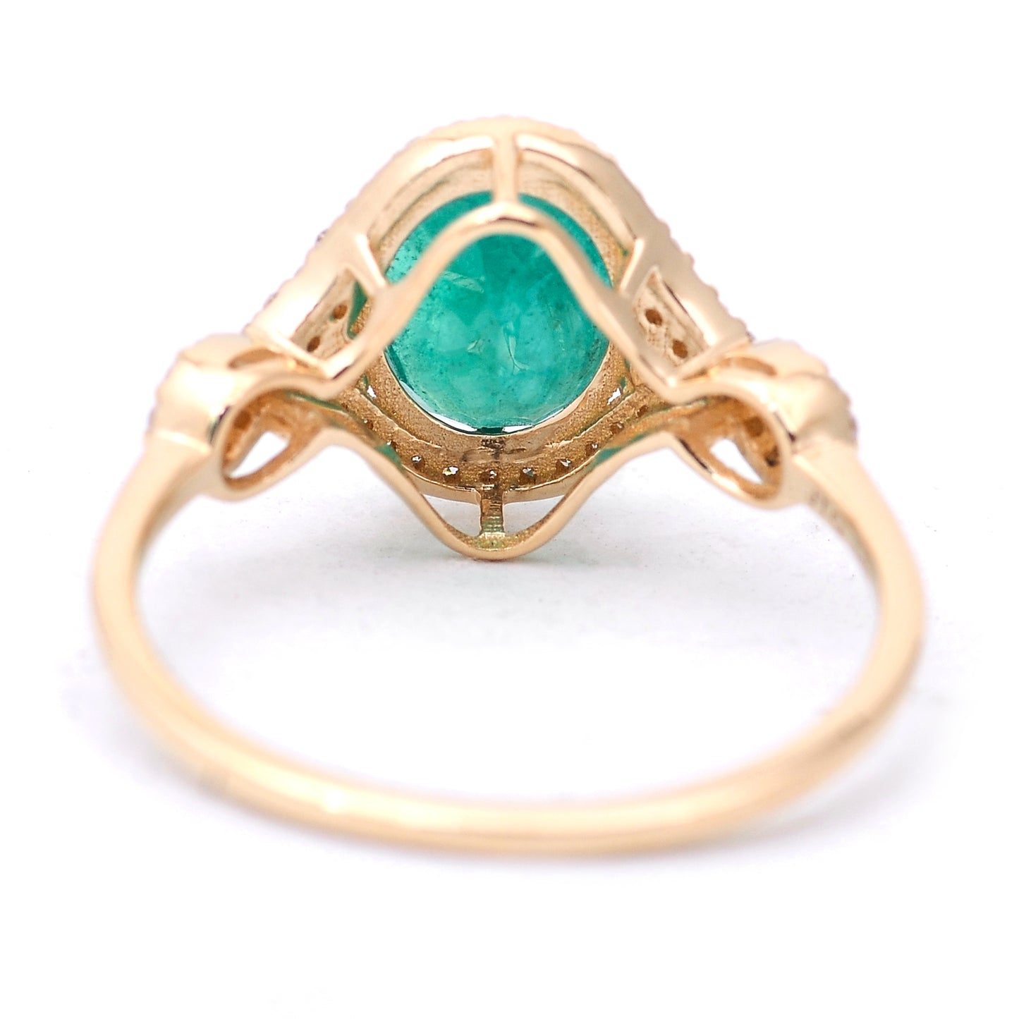 1.84 Ct Oval Mixed Cut Natural Emerald 14K Gold Ring