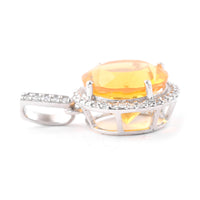 2.50 Ct Round Mixed Cut Natural Fire Opal 950 Platinum Pendant