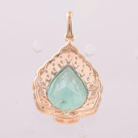 3.48 Ct Pear Mixed Cut Natural Emerald 14K Gold Pendant
