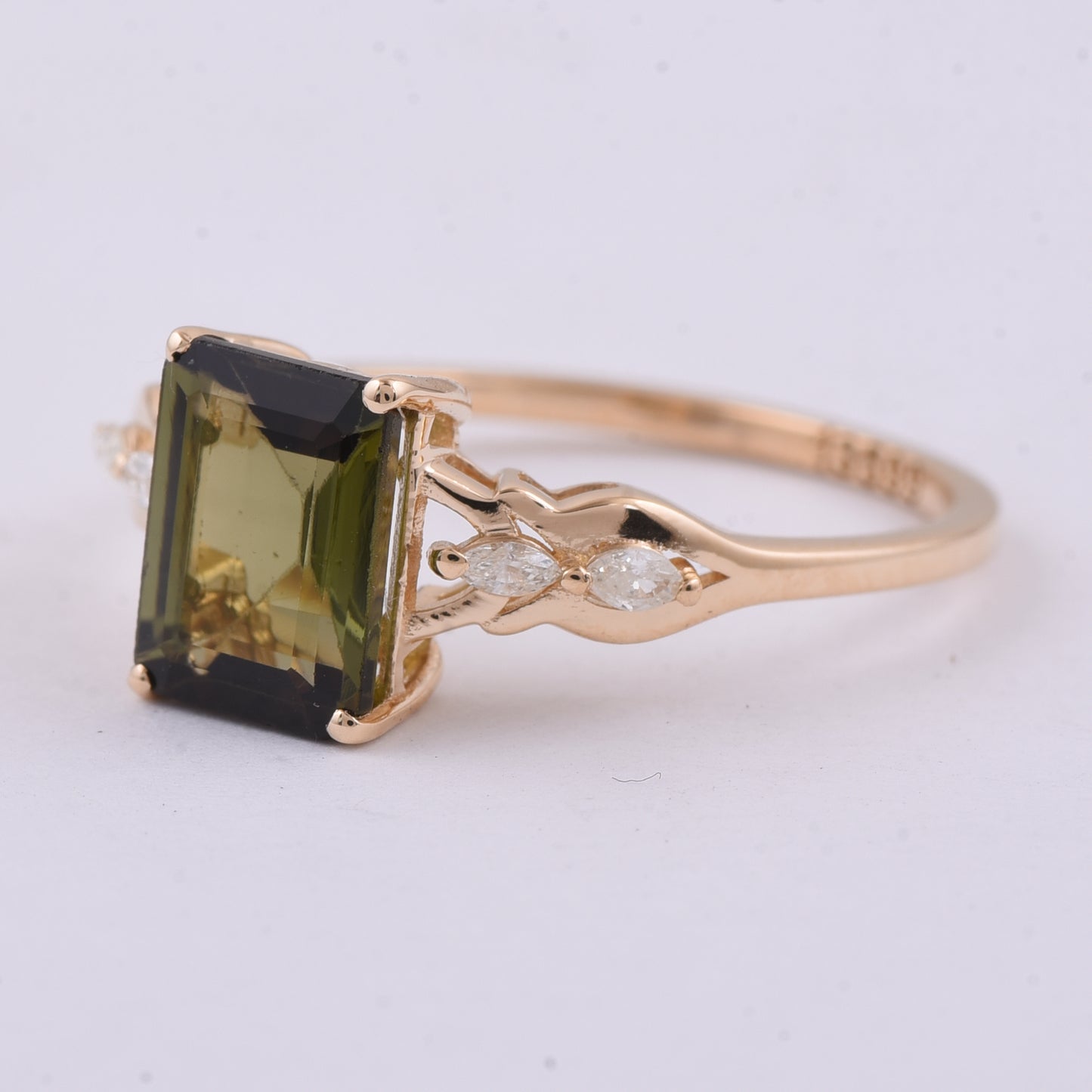 1.69 Ct Octagon Step Cut Natural Tourmaline 14K Gold Ring