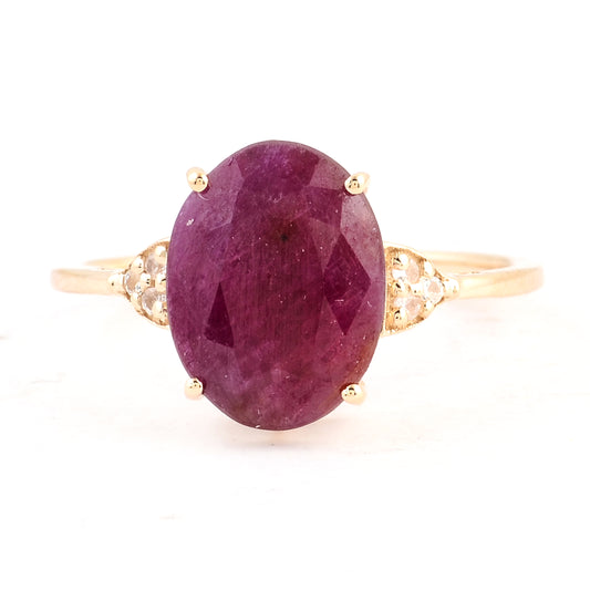 3.82 Ct Oval Ruby 14K Gold Ring