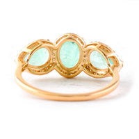 2.41 Ct Pear Mixed Cut, Oval Mixed Cut Natural Emerald 14K Gold Ring