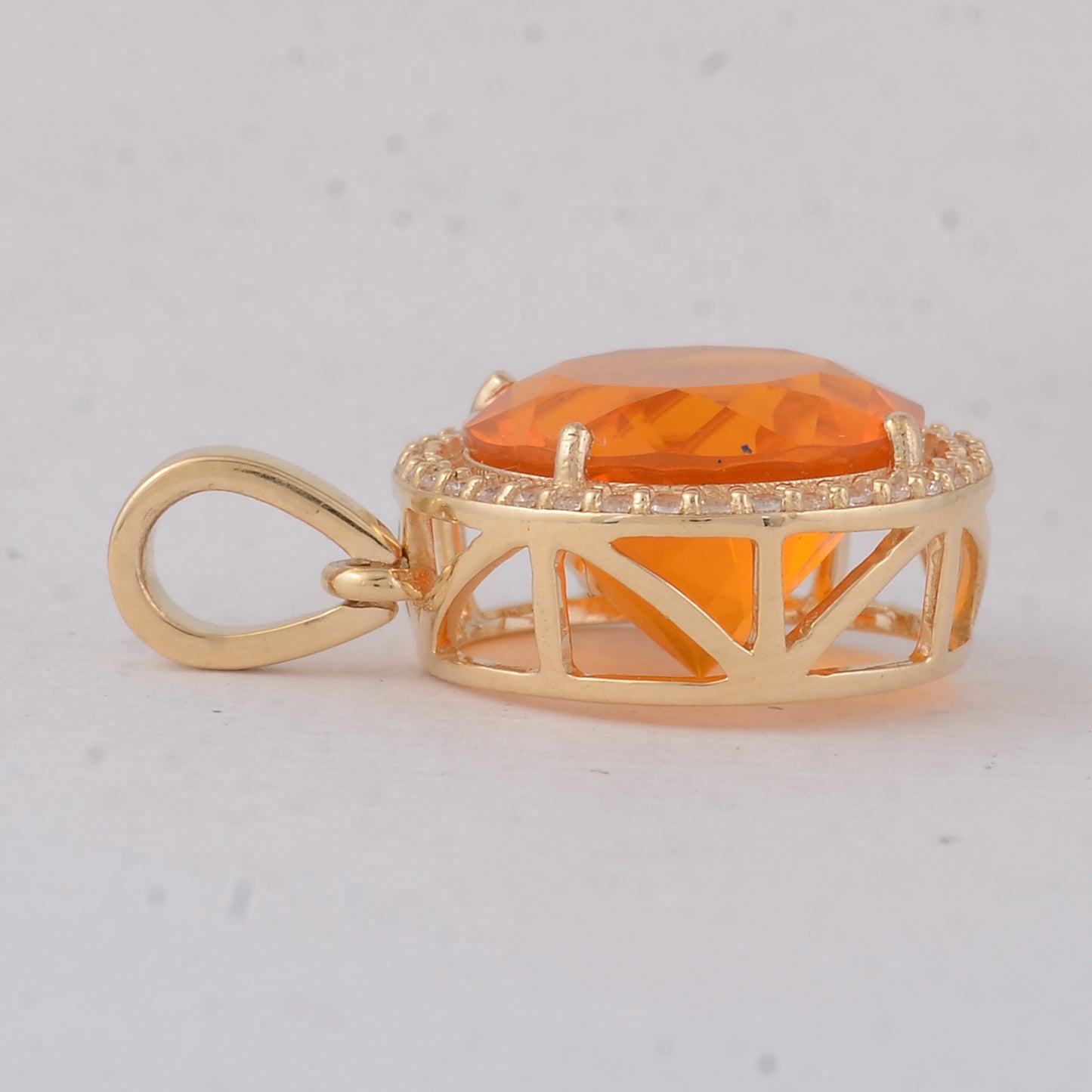 2.37 Ct Round Fire Opal 9K Gold Pendant
