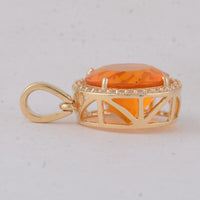 2.37 Ct Round Fire Opal 9K Gold Pendant
