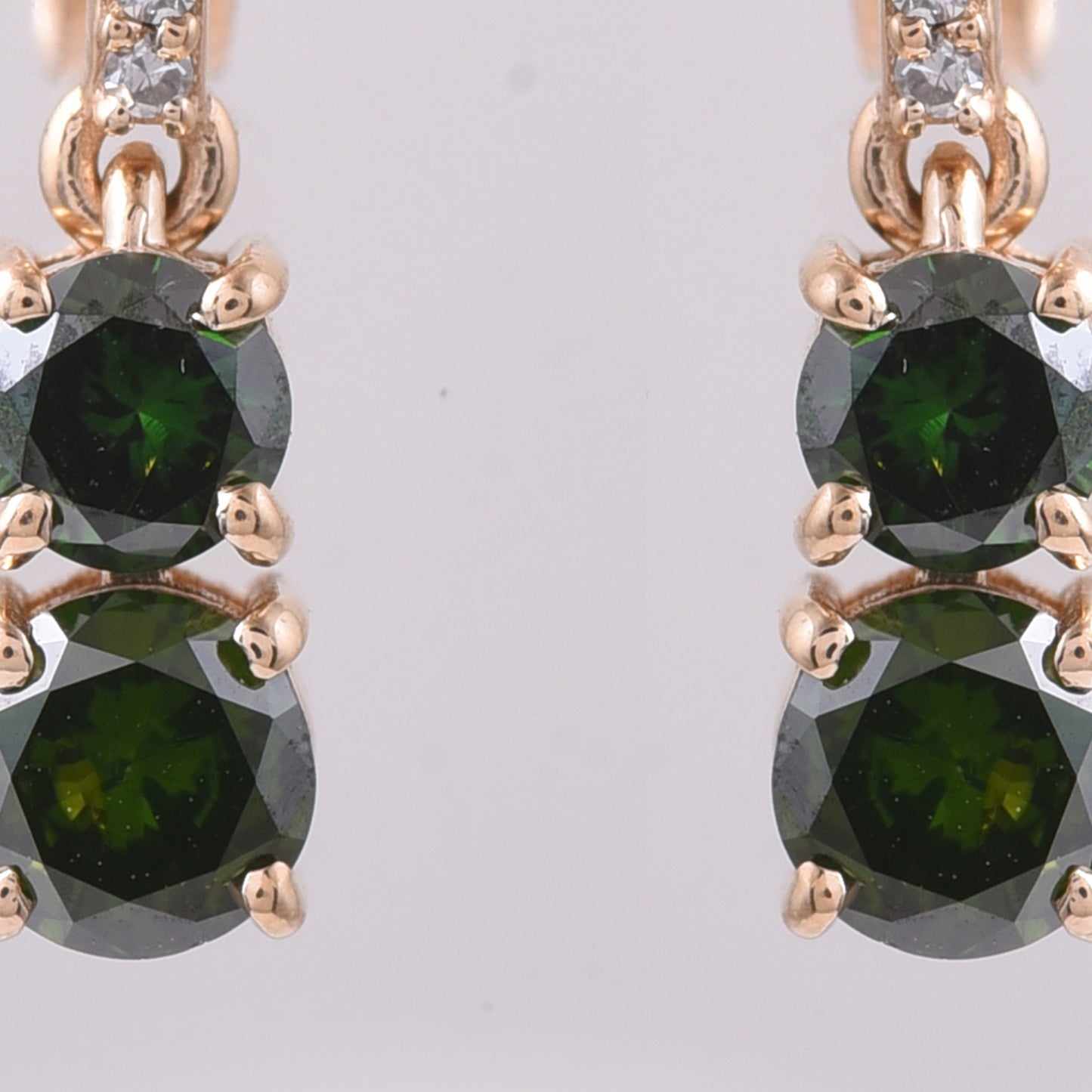 0.65 Ct Round Green Diamond 14K Gold Earrings