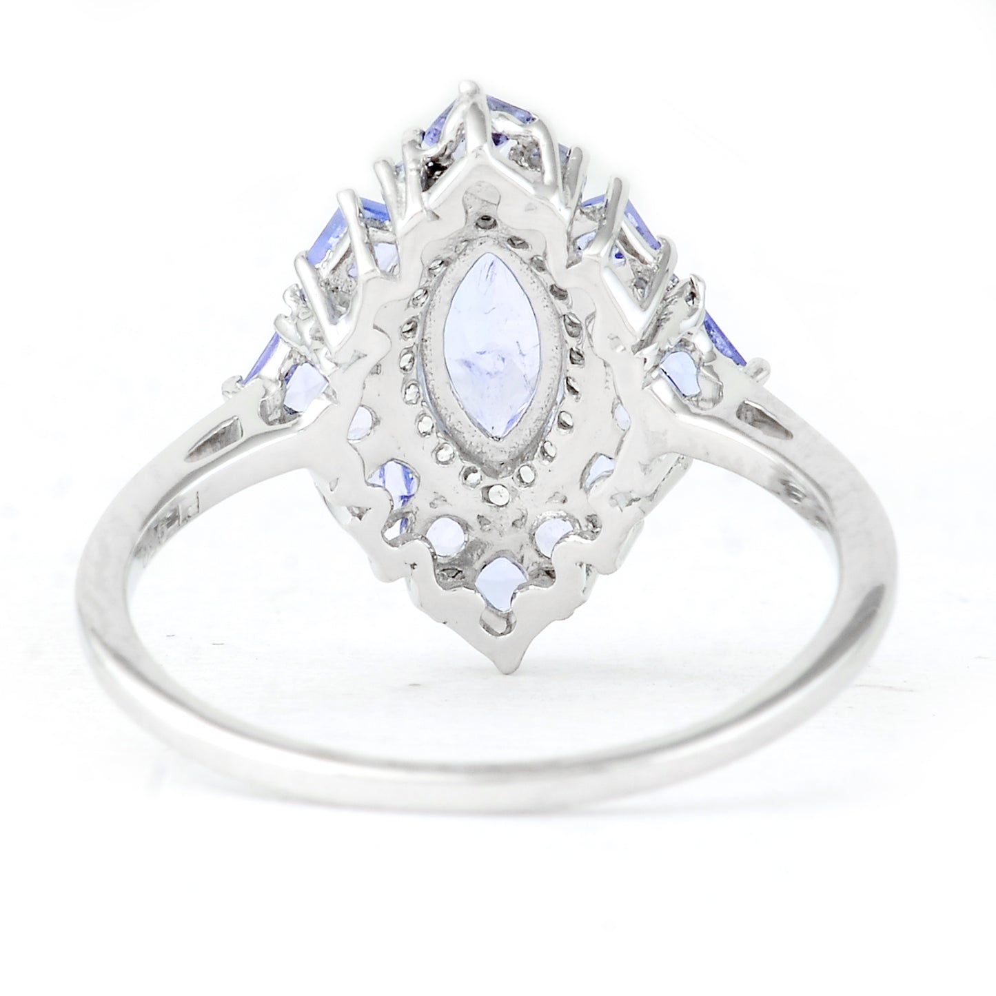 1.36 Ct Marquise Mixed Cut, Square Step Cut, Round Mixed Cut Natural Tanzanite 950 Platinum Ring