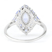 1.36 Ct Marquise Mixed Cut, Square Step Cut, Round Mixed Cut Natural Tanzanite 950 Platinum Ring