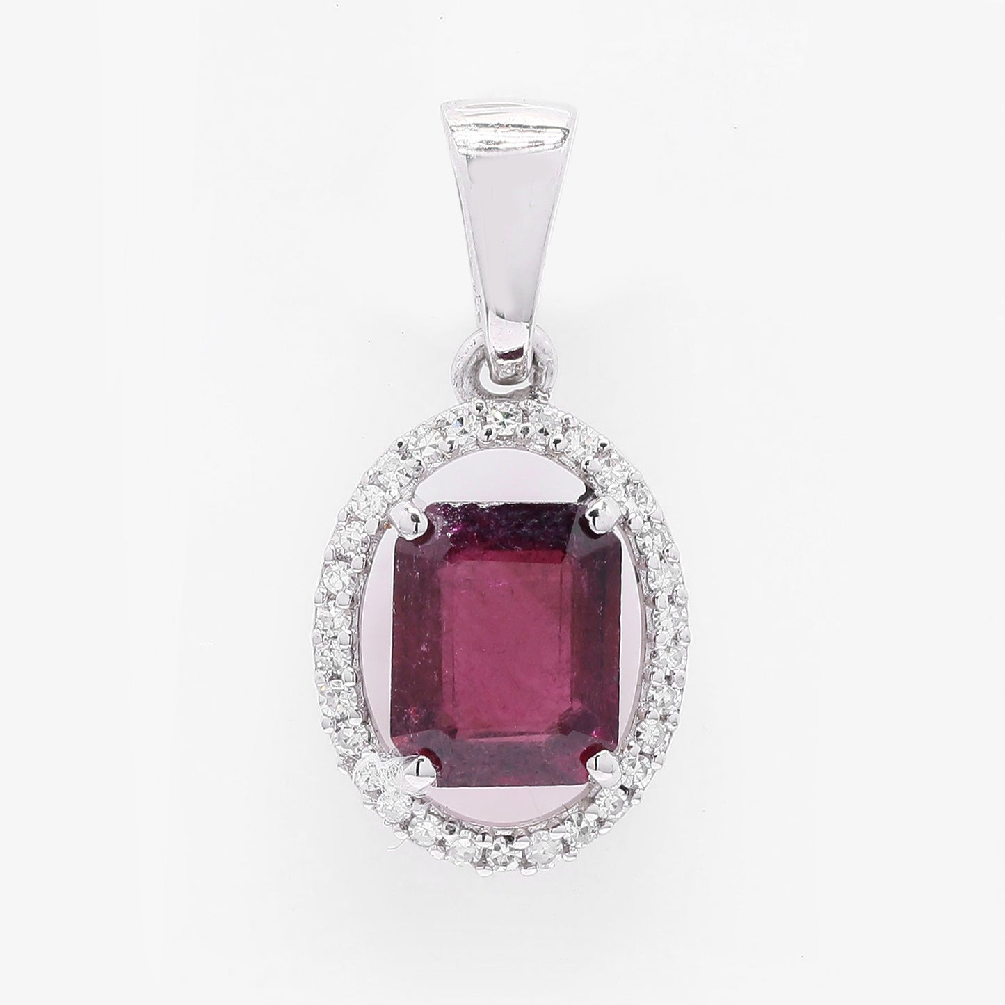 1.14 Ct Octagon Step Cut Natural Rubellite 950 Platinum Pendant