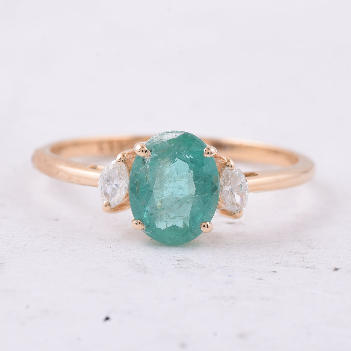 1.01 Ct Oval Natural Emerald 14K Gold Ring