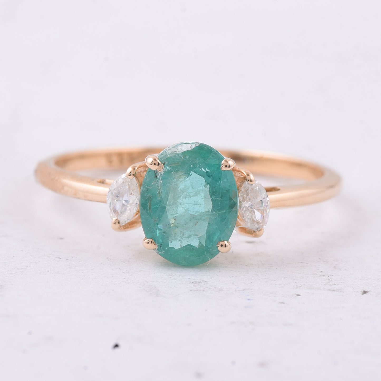 1.01 Ct Oval Natural Emerald 14K Gold Ring