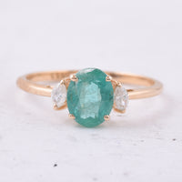 1.01 Ct Oval Natural Emerald 14K Gold Ring