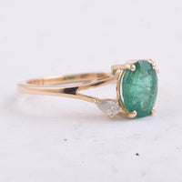 1.61 Ct Oval Natural Emerald 14K Gold Ring