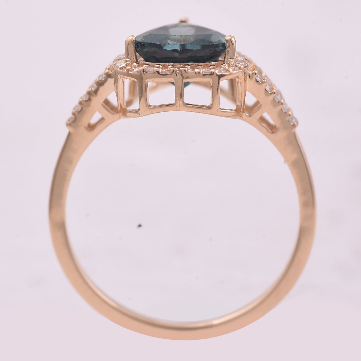 1.26 Ct Triangle Mixed Cut Natural Green Tourmaline 14K Gold Ring