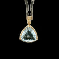 4.53 Ct Triangle Mixed Cut Natural Aquamarine 14K Gold Pendant