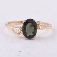 1.57 Ct Oval Natural Green Tourmaline 14K Gold Ring