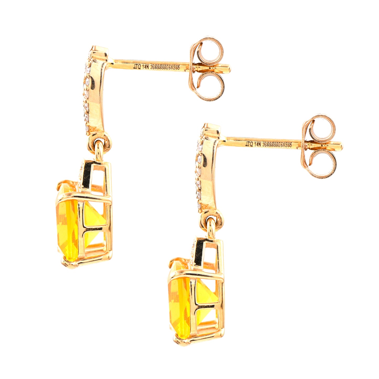 1.93 Ct Cushion Mixed Cut Natural Fire Opal 14K Gold Earrings