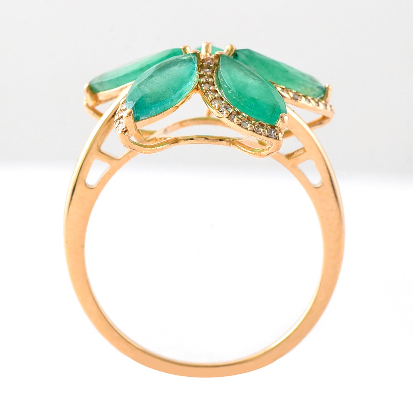 2.50 Ct Marquise Mixed Cut Natural Emerald 14K Gold Ring