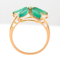 2.50 Ct Marquise Mixed Cut Natural Emerald 14K Gold Ring