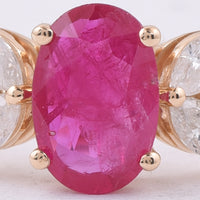 1.65 Ct Oval Natural Ruby 14K Gold Ring