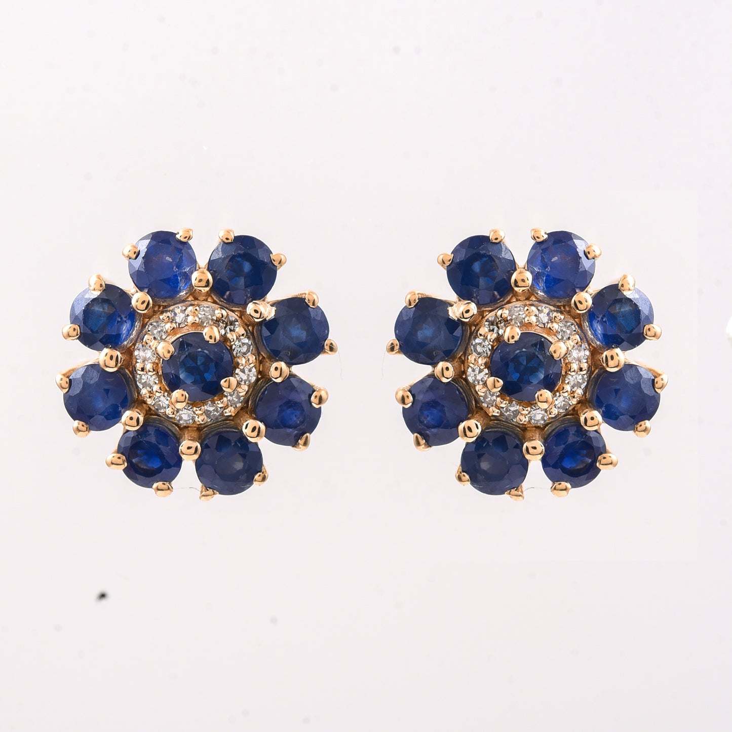 2.36 Ct Round Sapphire 14K Gold Earrings