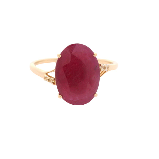3.27 Ct Oval Ruby 14K Gold Ring