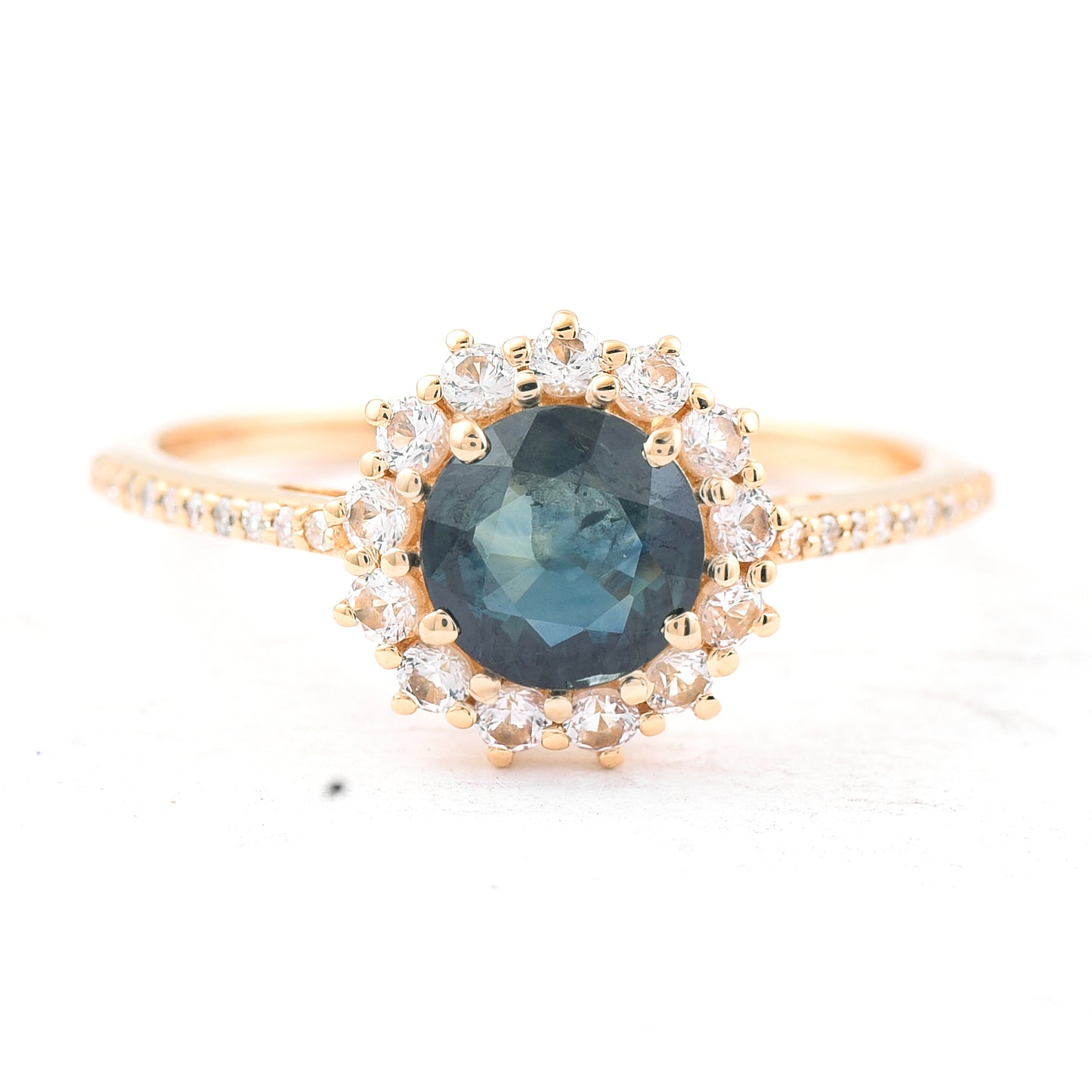 1.37 Ct Round Mixed Cut Natural Sapphire 14K Gold Ring