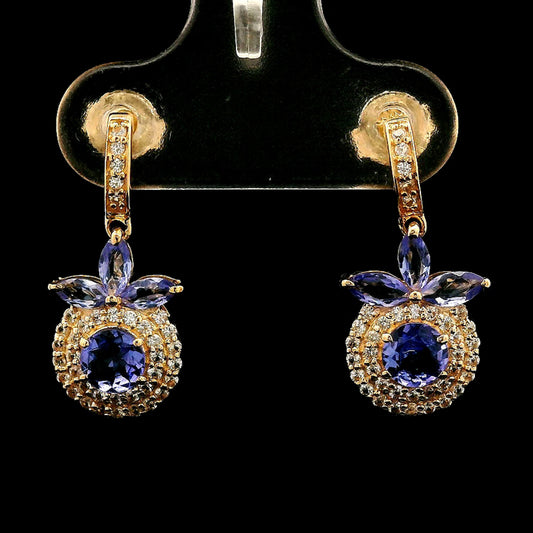 1.22 Ct Round Tanzanite 14K Gold Earrings