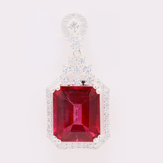 7.79 Ct Octagon Pink Topaz 925 Silver Pendant