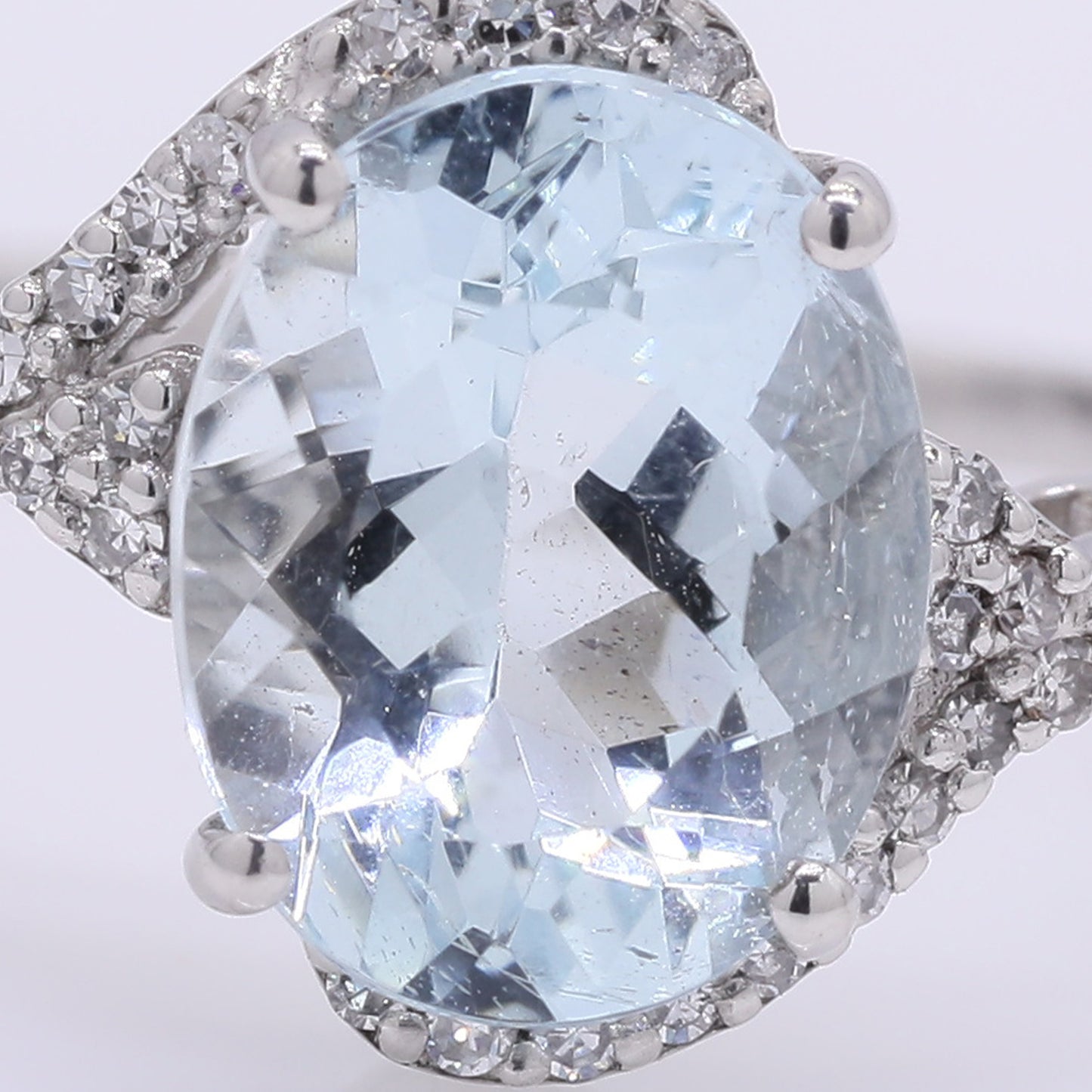 1.91 Ct Oval Mixed Cut Natural Aquamarine 950 Platinum Ring