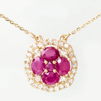 3.55 Ct Oval Mixed Cut Natural Codundum Ruby 14K Gold Pendant