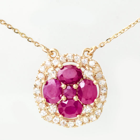 3.55 Ct Oval Mixed Cut Natural Codundum Ruby 14K Gold Pendant