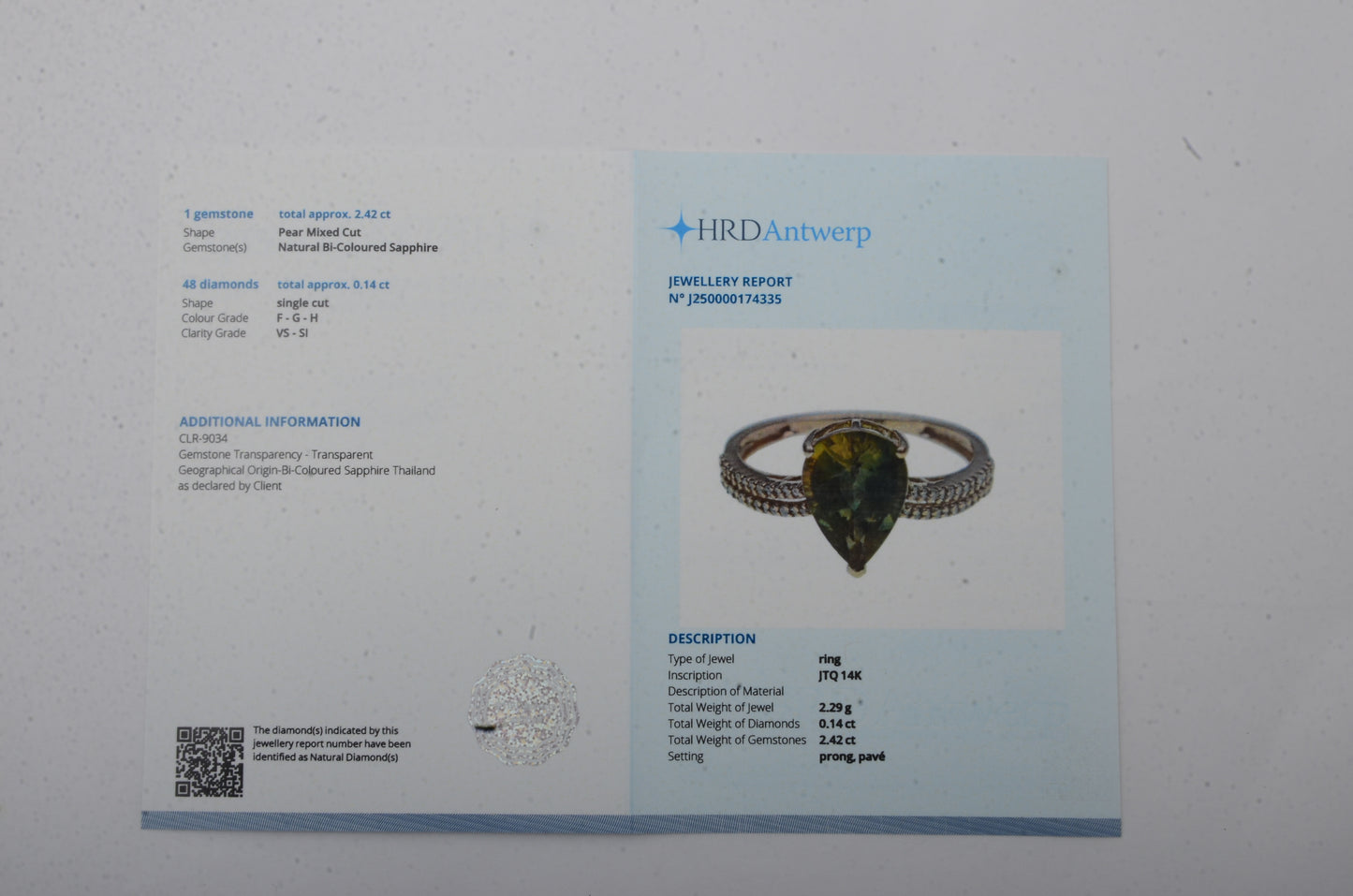 2.56 Ct Pear Mixed Cut Natural Tanzanite 14K Gold Ring