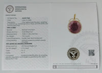 7.67 Ct Oval Mixed Cut Natural Corundum Ruby 14K Gold Pendant