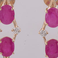 2.12 Ct Oval Natural Ruby 14K Gold Earrings