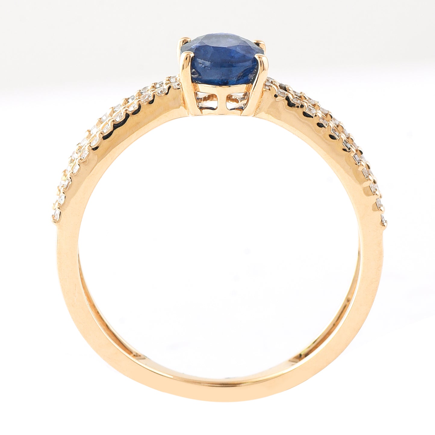 1.24 Ct Oval Mixed Cut Natural Sapphire 14K Gold Ring