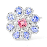 2.16 Ct Square Step Cut Natural Pink Tourmaline 950 Platinum Ring