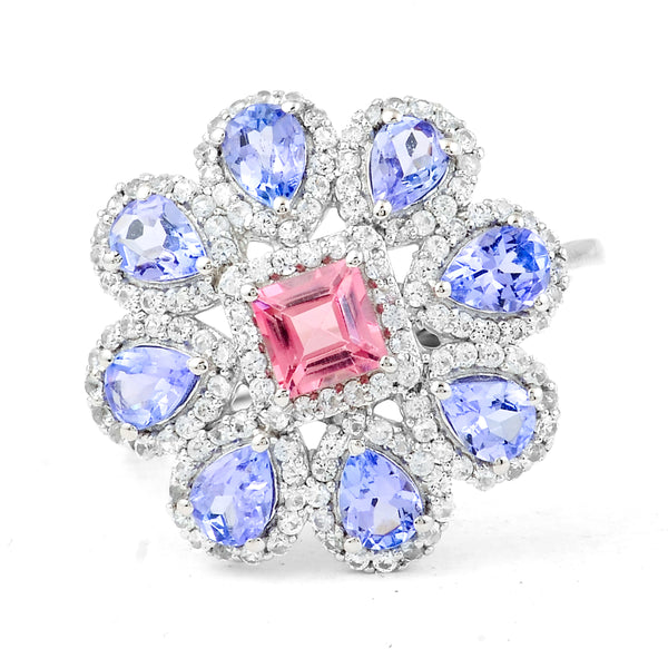 2.16 Ct Square Step Cut Natural Pink Tourmaline 950 Platinum Ring